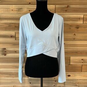 GYMSHARK CROSSOVER LONG SLEEVE CROP TOP Iceberg Blue